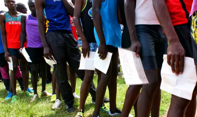 Kenyan athletes queuing up