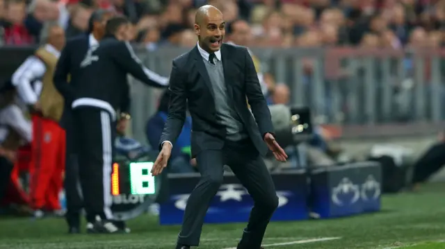 Josep Guardiola reacts