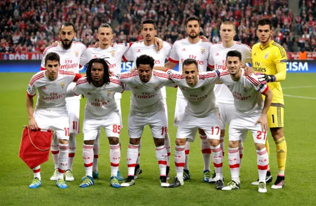 Benfica team line up pre-match