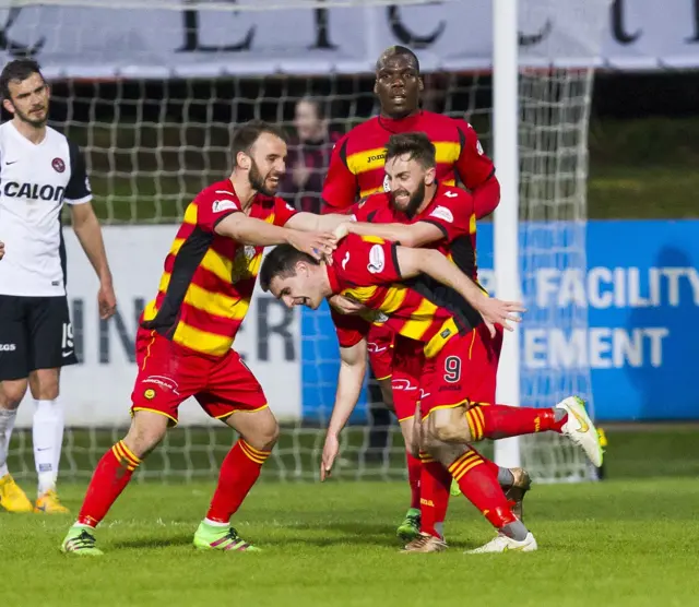 Partick Thistle celebrate Kris Doolan's goal