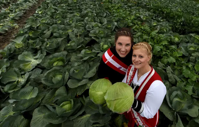 Cabbage queens in Germany celebrate the start of the cabbage season