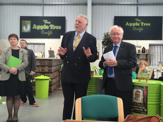 Terry Waite opening The Apple Tree Cafe in Hull