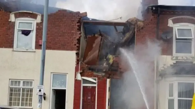 The house in Birmingham, destroyed by an explosion