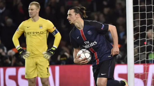 Zlatan Ibrahimovic celebrates