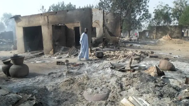 Scene following attack by Boko Haram in Dalori village, Nigeria. 31 Jan 2016