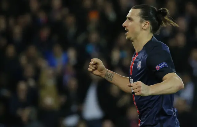 Zlatan Ibrahimovic celebrates