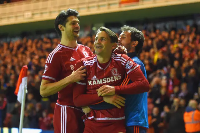 Middlesbrough players celebrate