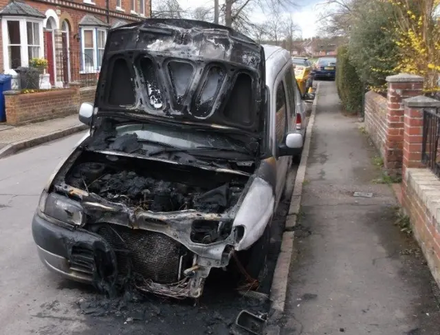 Fire damaged car