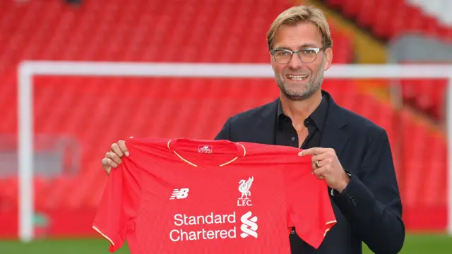 Jurgen Klopp with Liverpool shirt