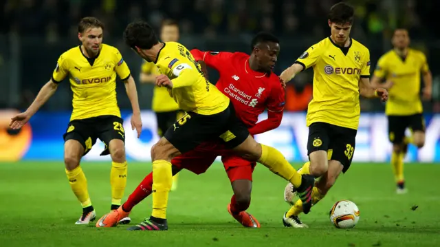 Divock Origi struggles to hold on to possession