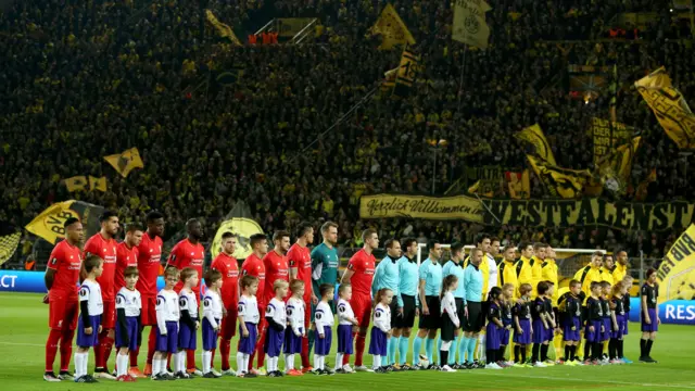 Both Liverpool and Dortmund line up pre-match