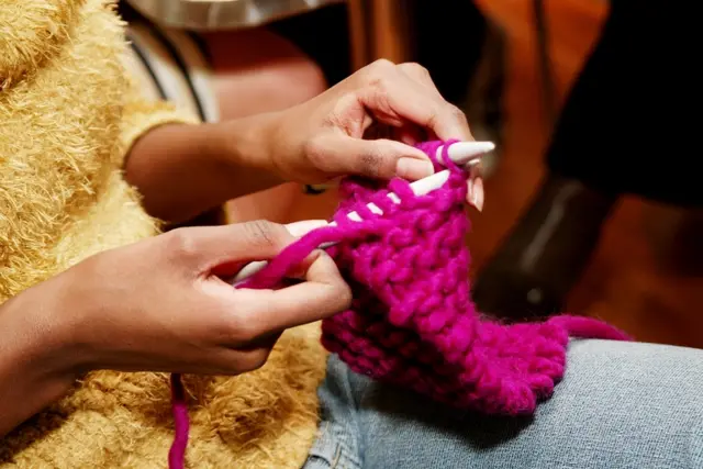 Woman knitting