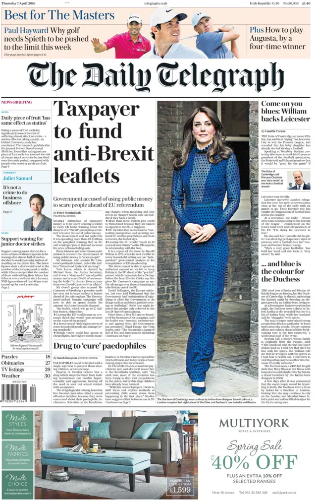 Telegraph front page