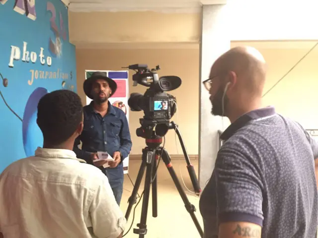 Burhan Iman being interviewed in Eastleigh, Nairobi, South Africa