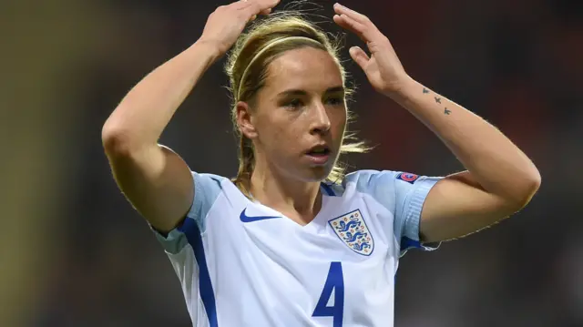 England's Jordan Nobbs reacts to the performance