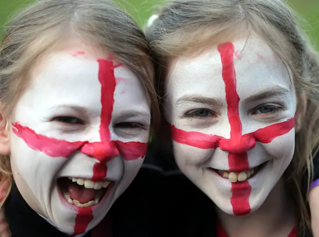 Young England fans get ready for the game