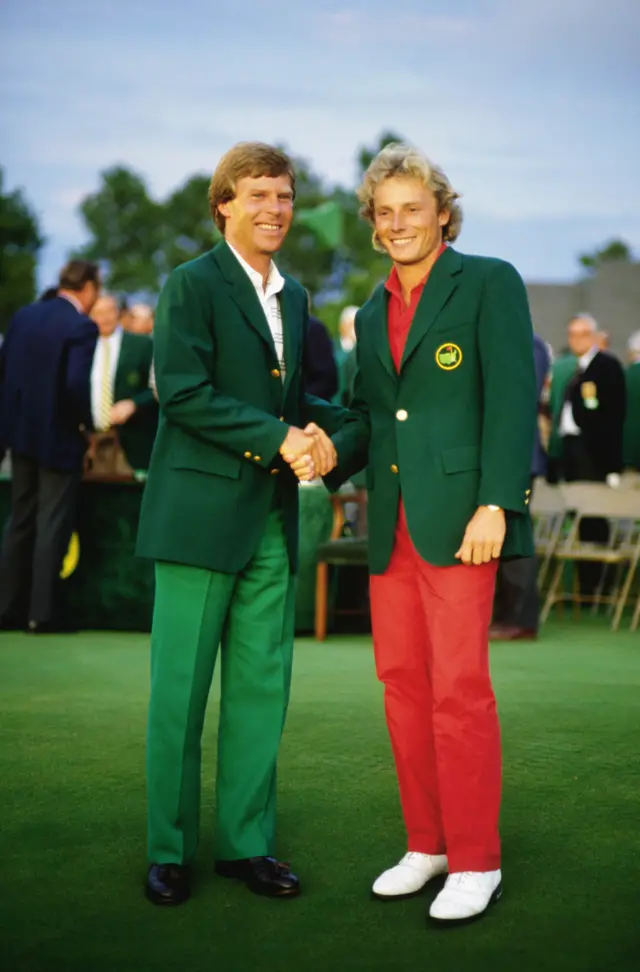 Bernhard Langer celebrates his first Masters title in 1985