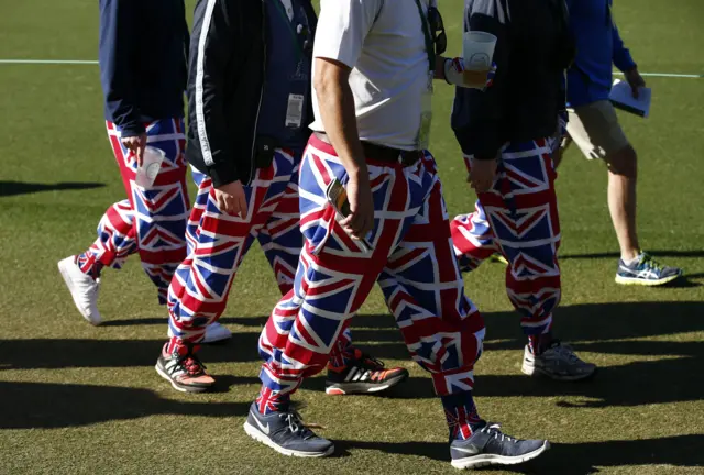 Fans where the Union Jack on their trousers