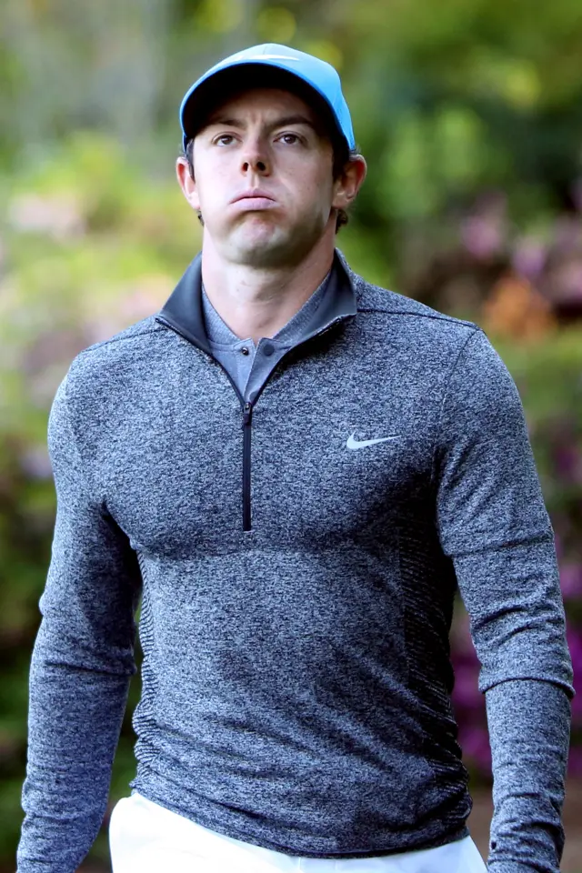 Rory McIlroy looking frustrated on course