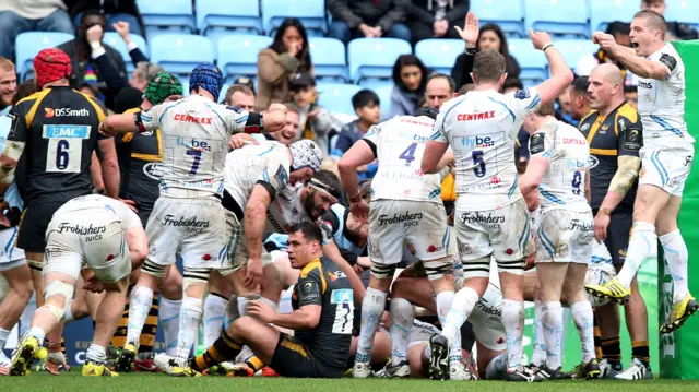 Exeter's players celebrate