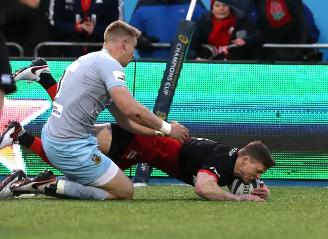 Chris Ashton scores a try for Saracens