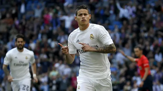 James Rodriguez celebrates