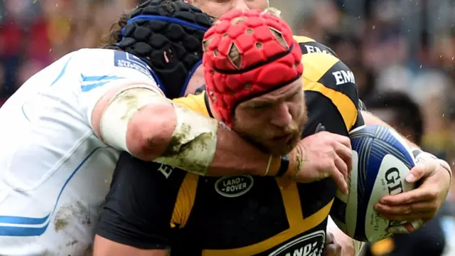 Wasps' James Haskell is tackled