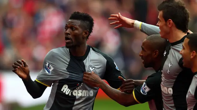 Emmanuel Adebayor celebrates