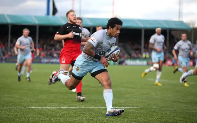 Ken Pisi scores a try for Northampton