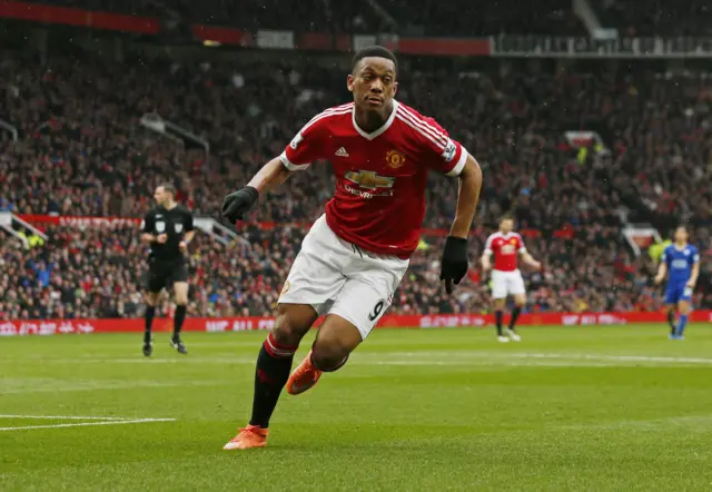 Anthony Martial celebrates