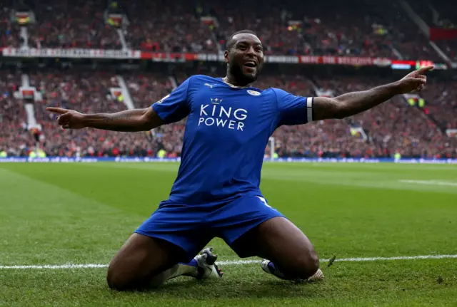 Wes Morgan celebrates