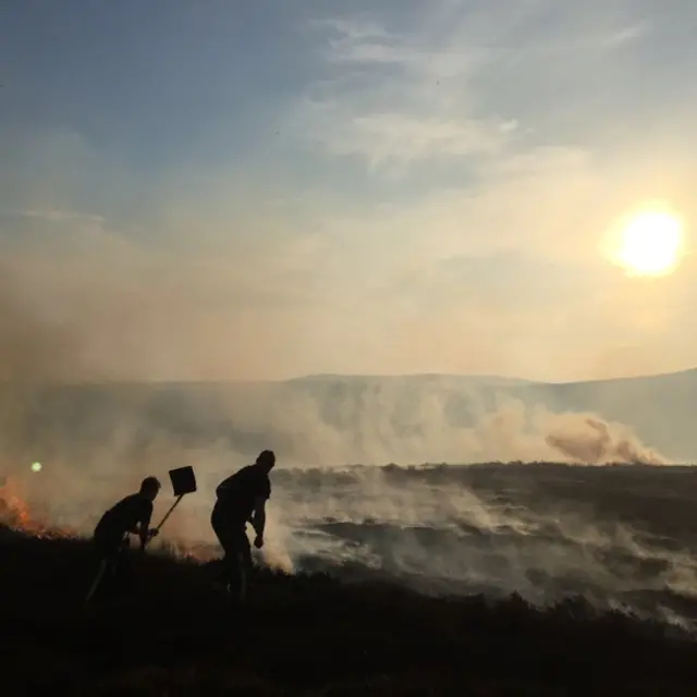 Fire fighters on Moorland