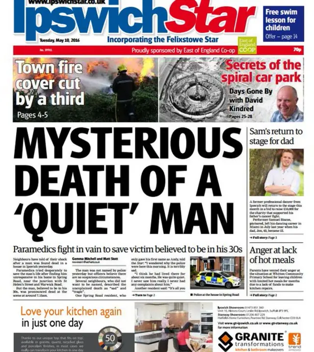 Ipswich Star front page