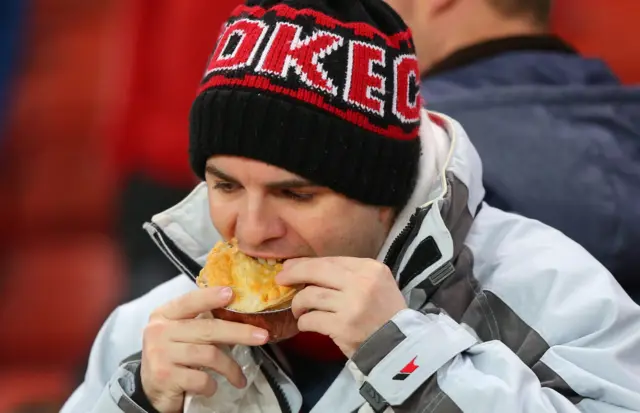 Fan eating pies