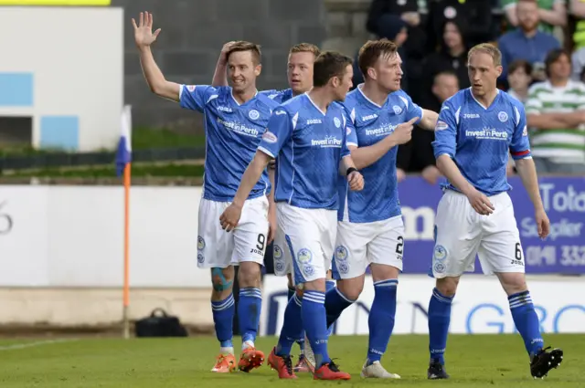 St Johnstone celebrate Steven MacLean's equaliser