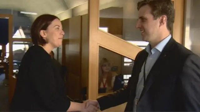 Party leader Kezia Dugdale welcomes new MSP Daniel Johnson