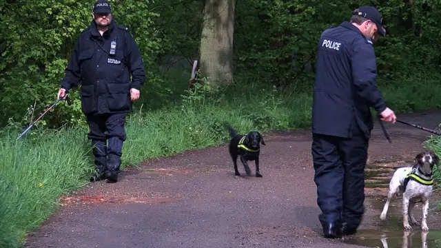 Police searching woods