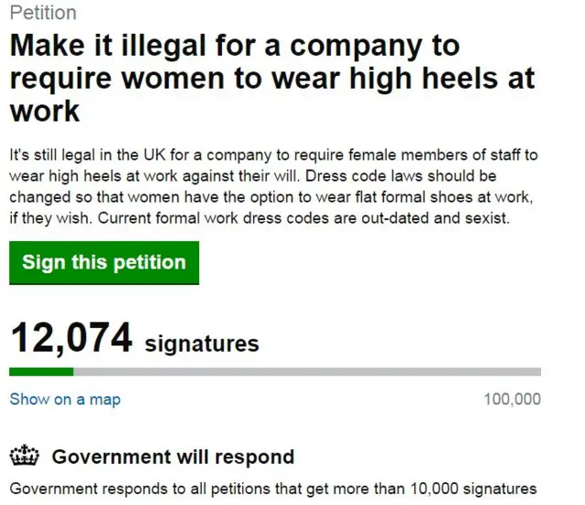 Petition on women being forced to wear heels