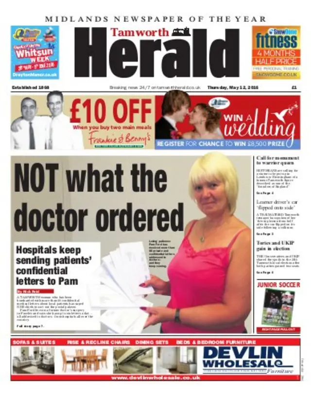 Tamworth Herald front page