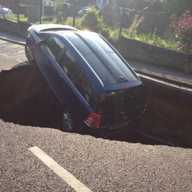 Car in sinkhole