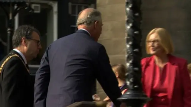 Prince Charles was greeted by outgoing Presiding Officer Tricia Marwick