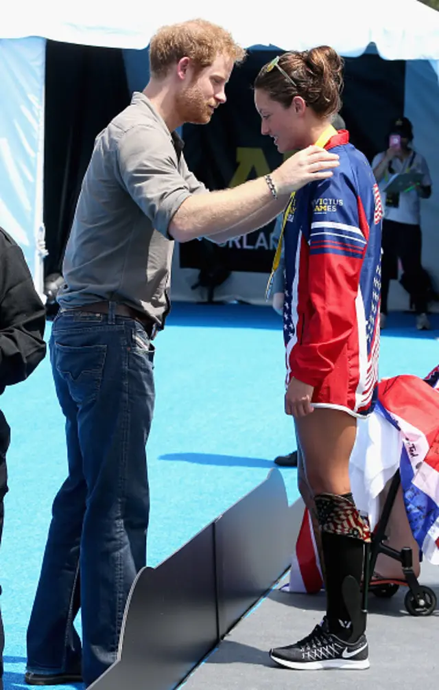 Prince Harry with Sergeant Elizabeth Marks