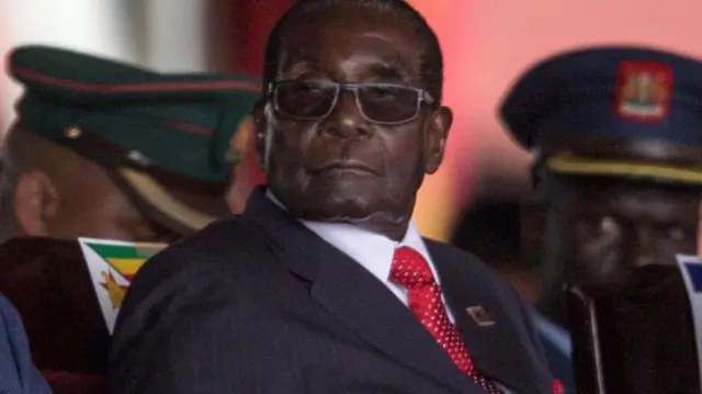 Zimbabwe's President Robert Mugabe at the Ugandan leader's inauguration - 12 May 2016