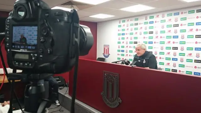 Mark Hughes answers the questions at Stoke