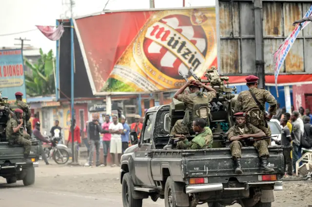 Congolese Republican Guard patrolling in Kinshasa, DR Congo