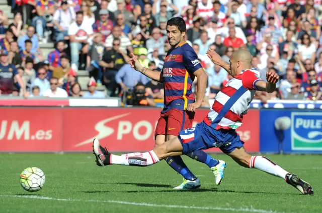 Luis Suarez scores his third goal