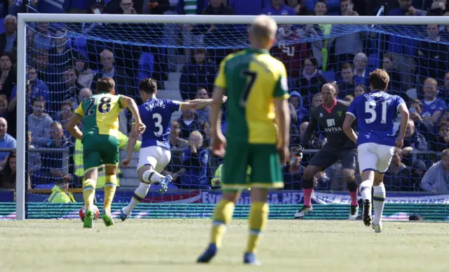 Leighton Baines scores a penalty