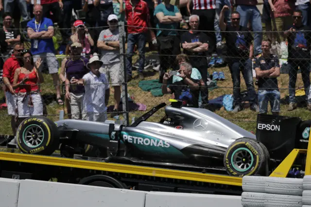 Lewis Hamilton's car on pick up truck