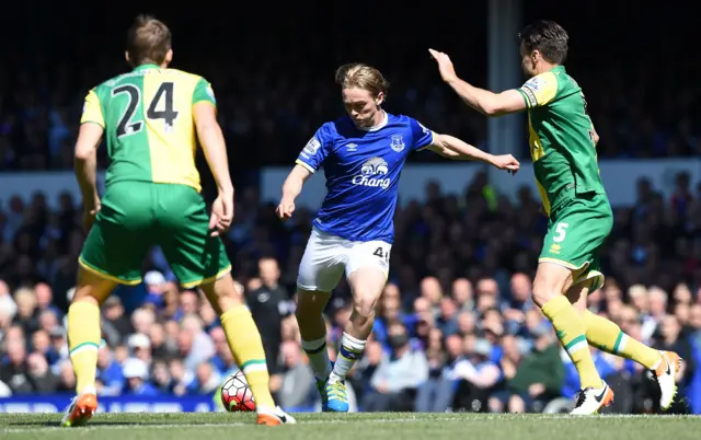 Tom Davies of Everton in action