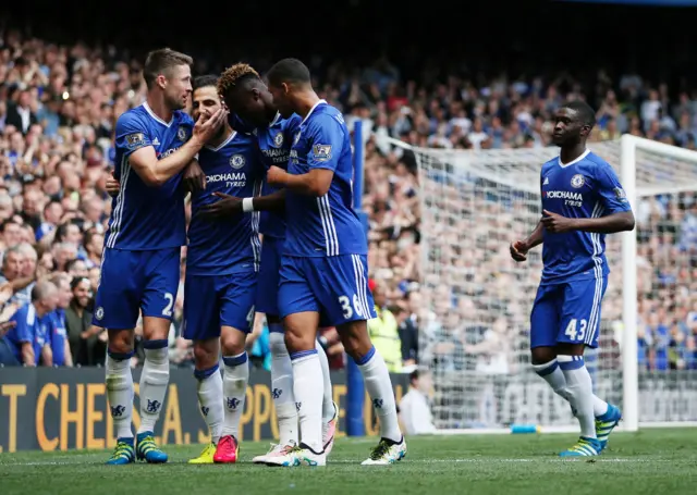 Cesc Fabregas scores for Chelsea